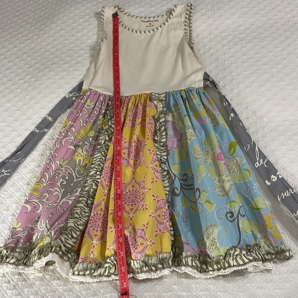 Mustard pie girls boutique twirl dress sz 8 floral ruffle pink grey blue ivory - Picture 5 of 8